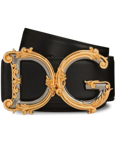 Dolce & Gabbana Ceinture en cuir de veau avec logo - Noir