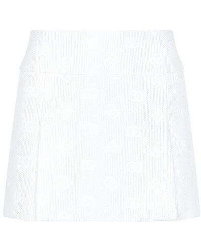 Dolce & Gabbana Quilted Jacquard Miniskirt - White