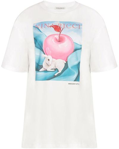 Nina Ricci The Apple And The Lamb Prnted Jersey T-Shirt - White