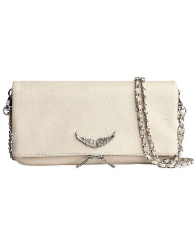 Zadig & Voltaire Rock Swing Your Wings Logo-plaque Leather Clutch Bag - Natural