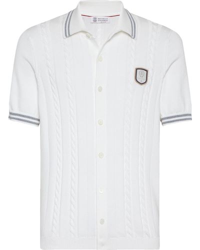 Brunello Cucinelli Hemd mit Tennis-Badge - Weiß