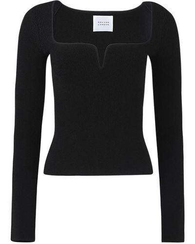 Galvan London Gaia Long Sleeve Top - Black