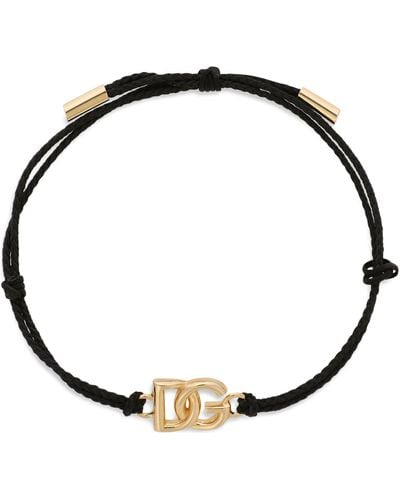 Dolce & Gabbana Bracelet cordon avec petit logo - Noir