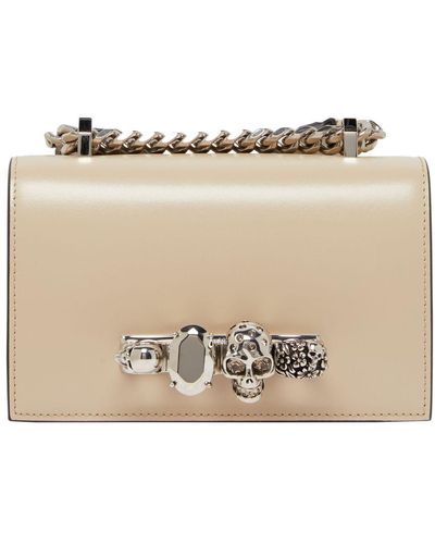 Alexander McQueen Mini Jeweled Satchel Bag - Natural