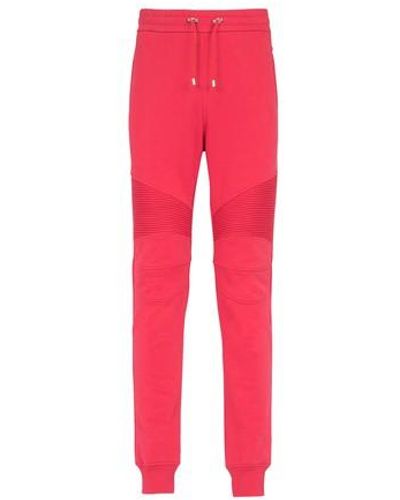 Balmain Cotton Sweatpants With Logo Print - Red