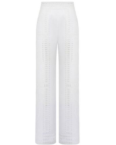 Alberta Ferretti Mandala Trousers In Broderie Anglaise - White