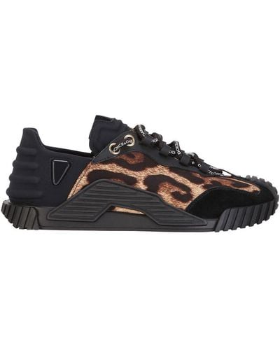 Dolce & Gabbana Leopard-Print Cotton Ns1 Slip-On Sneakers - Black