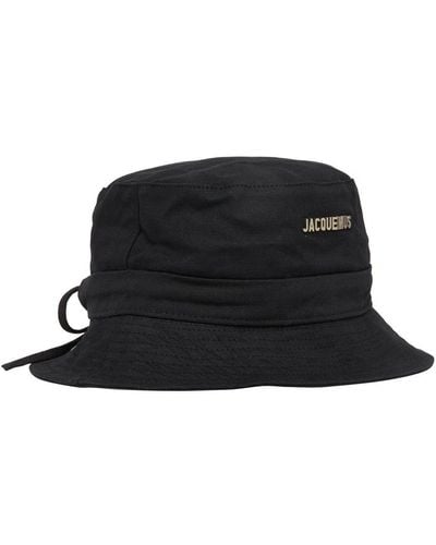 Jacquemus Le Bob Gadjo Brand-plaque Cotton Bucket Hat - Black