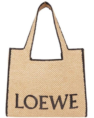 Loewe Large Tote Bag With Logo - Natural