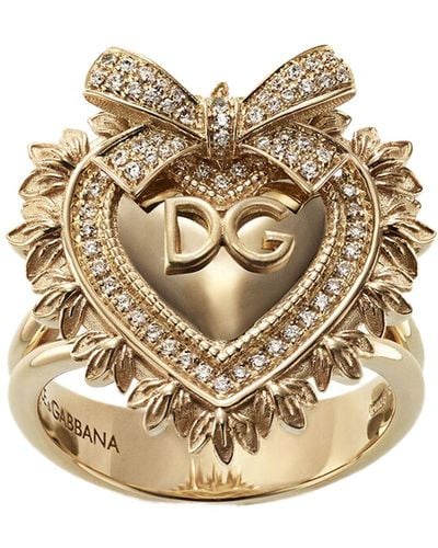 Dolce & Gabbana Devotion Ring In Yellow Gold With Diamonds - Natural