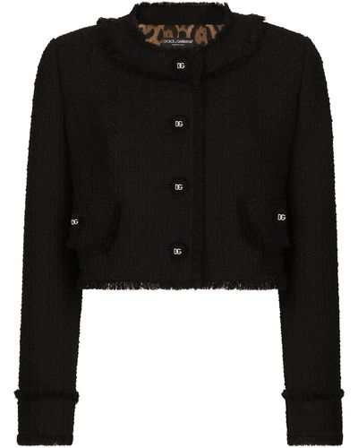 Dolce & Gabbana Kurze Jacke aus Raschel-Tweed - Schwarz