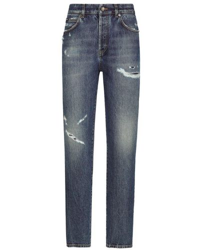 Dolce & Gabbana Denim Jeans With Rips - Blue