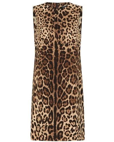 Dolce & Gabbana Short Charmeuse A-Line Dress - Natural