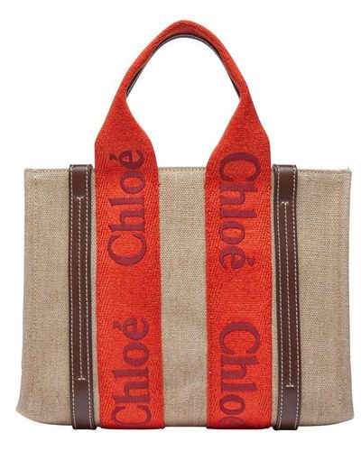 Chloé Woody Small Tote Bag - Red