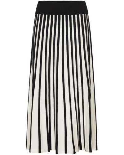 JOSEPH Striped Midi Skirt - Black