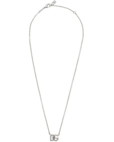 Dolce & Gabbana Chain Necklace With Dg Logo - Metallic