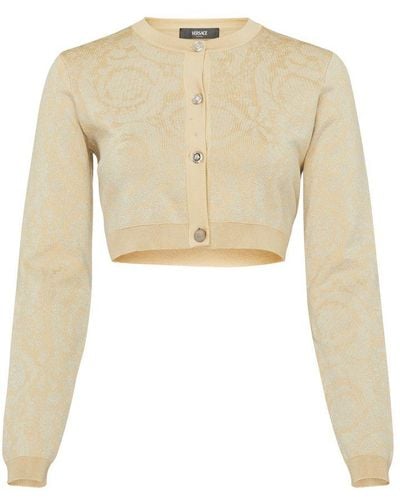 Versace Textured Barocco Knit Sweater - Natural