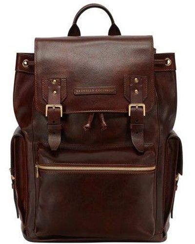 Brunello Cucinelli Calfskin Backpack - Brown