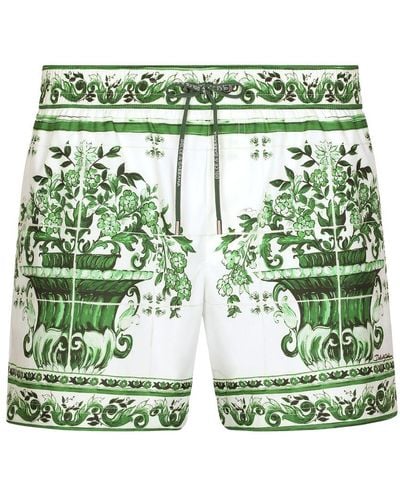 Dolce & Gabbana Majolica Printed Swim Shorts - Green