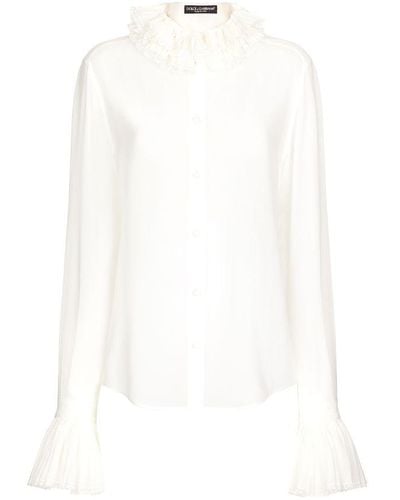 Dolce & Gabbana Georgette Shirt With Pleated Cuffs - White