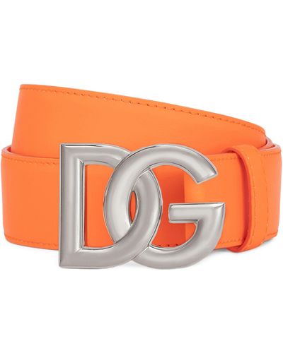 Dolce & Gabbana Gürtel aus Kalbsleder mit DG-Logo - Orange