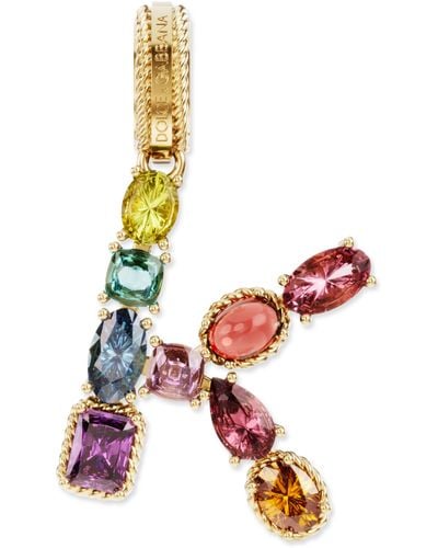 Dolce & Gabbana Anhänger Rainbow Alphabet K aus 18 kt Gelbgold mit mehrfarbigen Edelsteinen