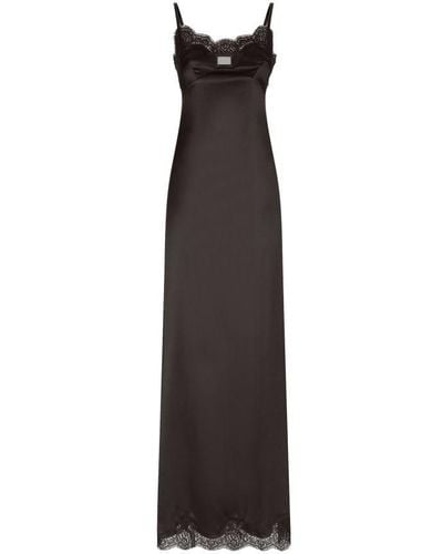 Dolce & Gabbana Long Satin Slip Dress - Black