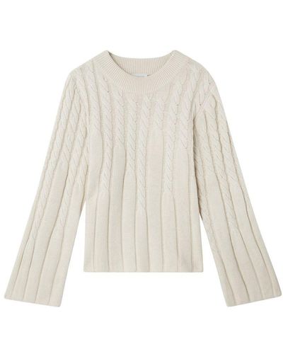 House of Dagmar Faded Cable Knit - White