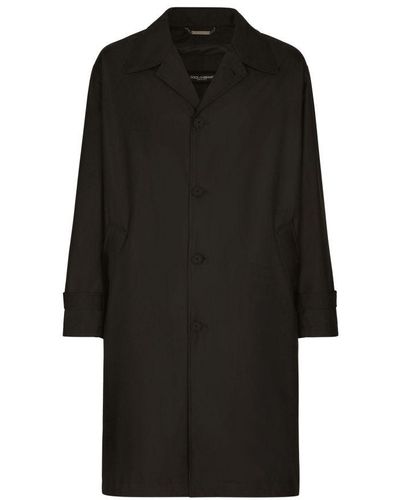 Dolce & Gabbana Nylon Trench Coat With Logo Tag - Black