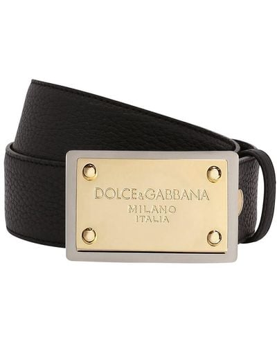 Dolce & Gabbana Grainy Calfskin Belt - Black
