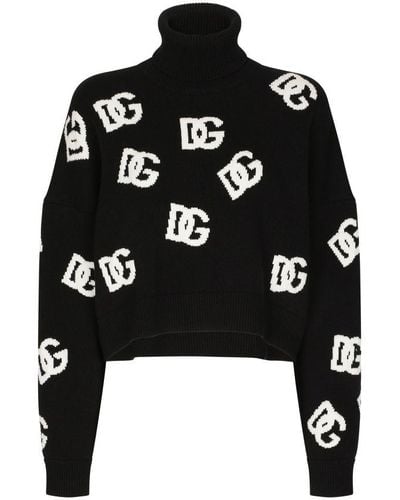 Dolce & Gabbana Virgin Wool Monogram Sweater - Black