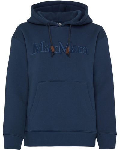 Max Mara Sweat-shirt en jersey de coton à capuche agre - Bleu