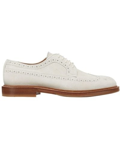 Brunello Cucinelli Longwing Brogue Derby Shoes - White