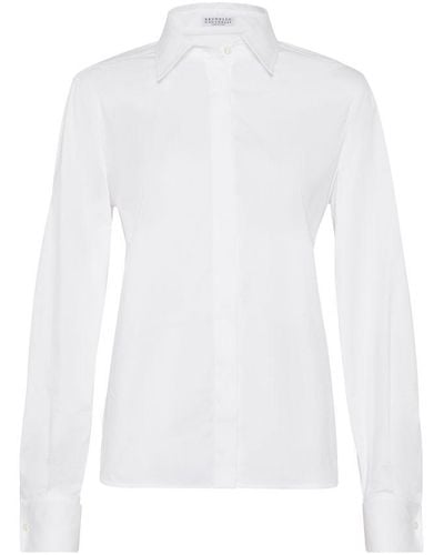 Brunello Cucinelli Stretch Poplin Shirt - White
