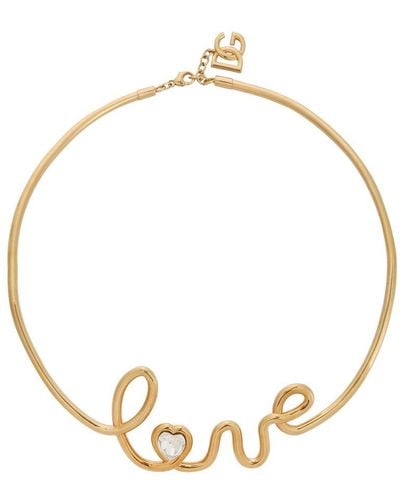 Dolce & Gabbana Semi-Rigid Necklace With “Love” Lettering - Metallic
