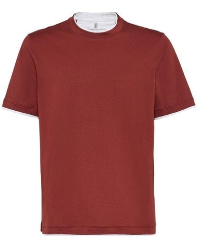 Brunello Cucinelli T-Shirt With Faux-Layering - Red