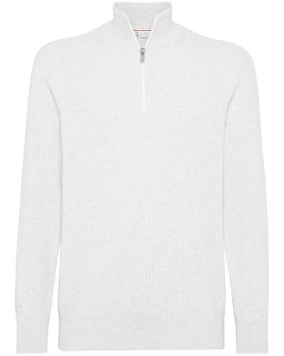 Brunello Cucinelli Zip-up Sweater - White