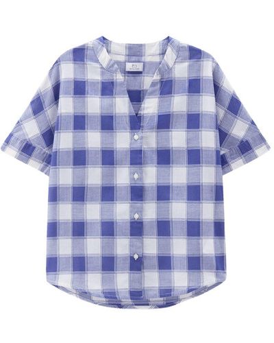 Woolrich Pure Cotton Voile Checked Shirt - Purple