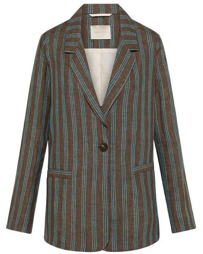 Momoní Dayton Striped Linen Jacket - Green