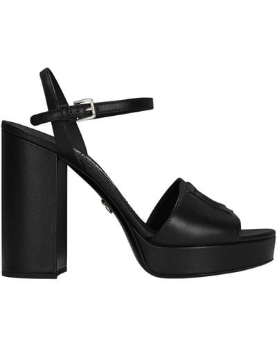 Dolce & Gabbana Calfskin Platform Sandals - Black