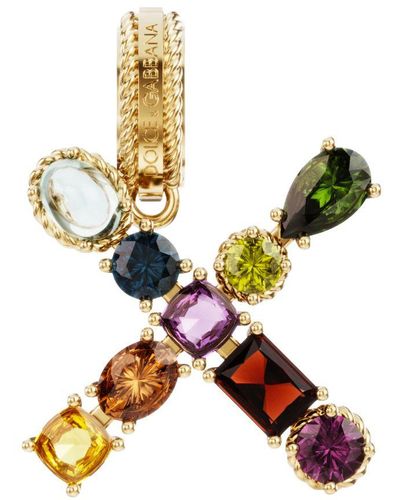 Dolce & Gabbana Alphabet X 18 Kt Charm With Fine Gems - Green