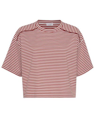 Brunello Cucinelli Striped Jersey T-Shirt - Red