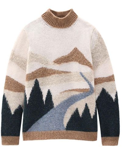 Woolrich Landscape Crewneck Sweater - Blue