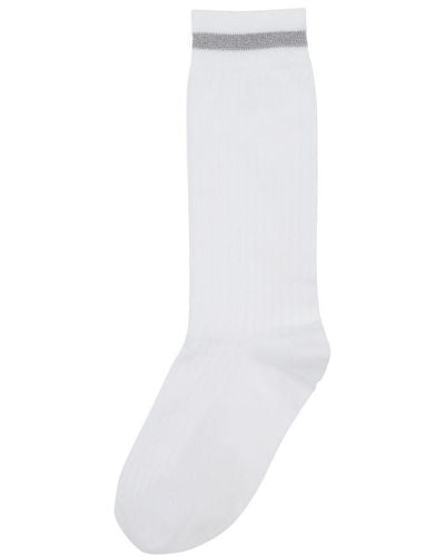 Brunello Cucinelli Ribbed Socks - White