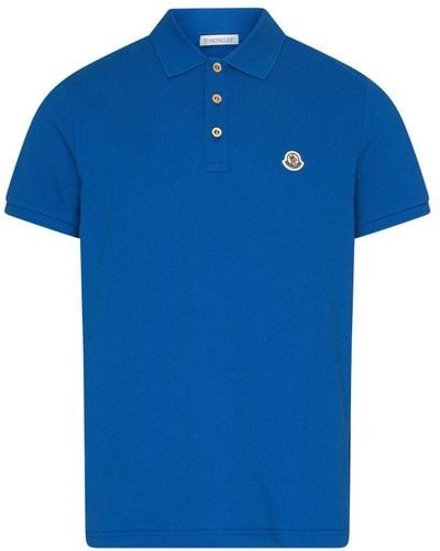 Moncler Short-sleeved Polo Shirt With Logo - Blue