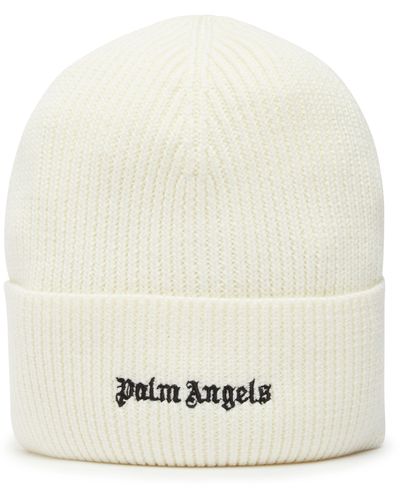 Palm Angels Bonnet côtelé à logo classique - Blanc
