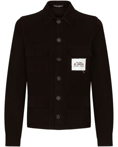 Dolce & Gabbana Chemise de sport en velours côtelé extensible à poches - Noir