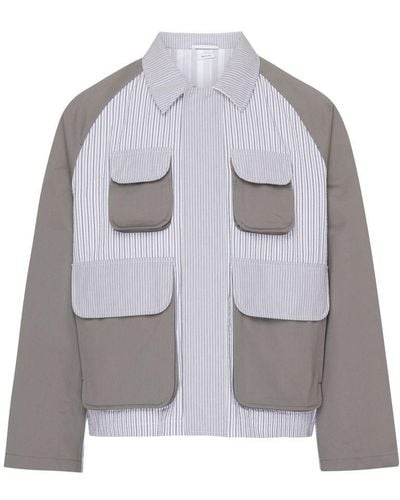 Thom Browne Cropped Jacket With Applied Pockets - Grey