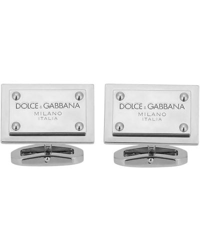 Dolce & Gabbana Cufflinks With Dolce&Gabbana Logo Tag - White
