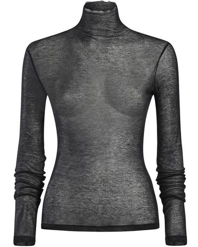 Ann Demeulemeester Kaisu Standard Fit Long Sleeve Turtle Neck Tee - Black